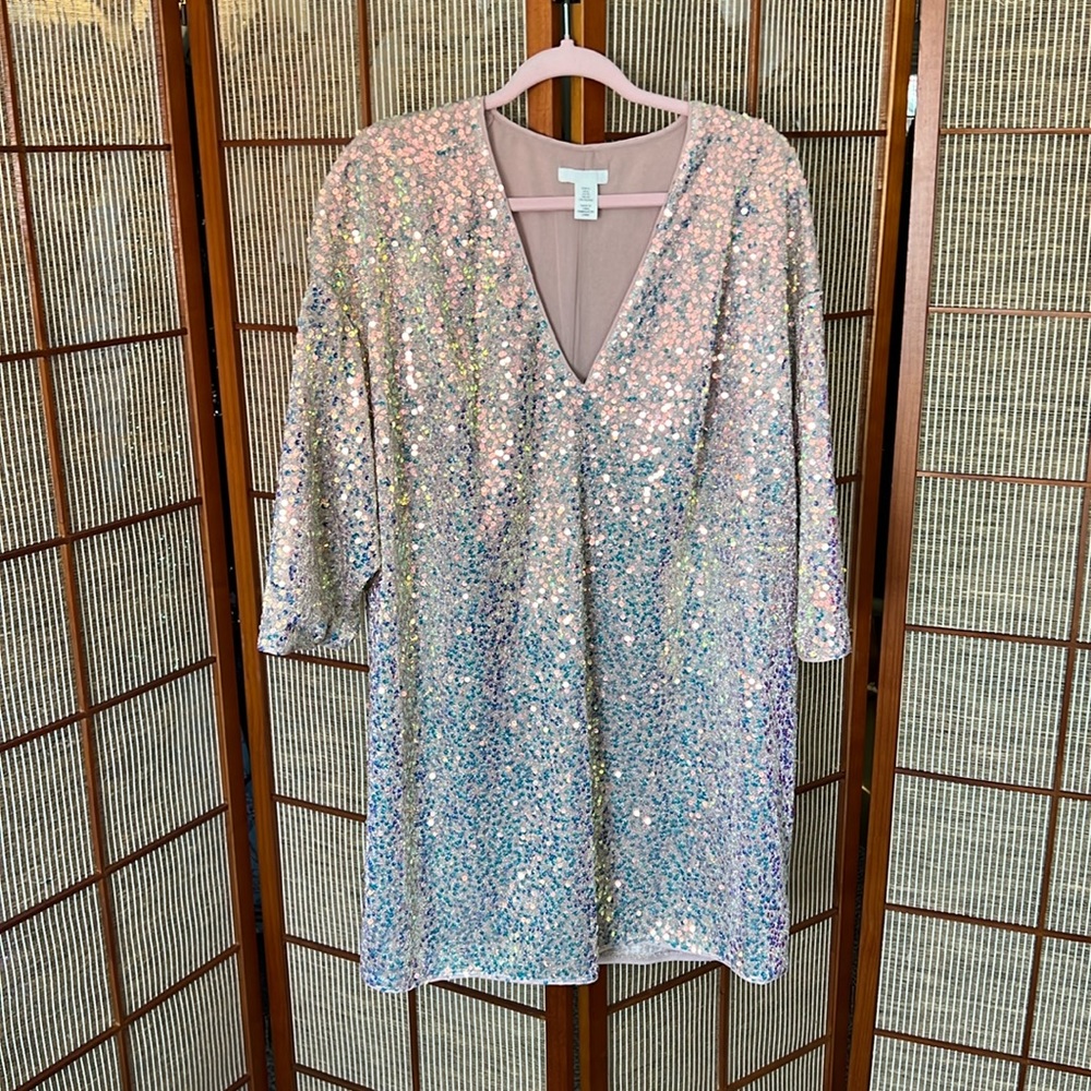 H&M rose gold sequin mini dress - XL